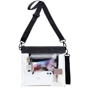 NWT Clear Game Day Bag Stadium Approved Crossbody Bag inner pocket black trim
